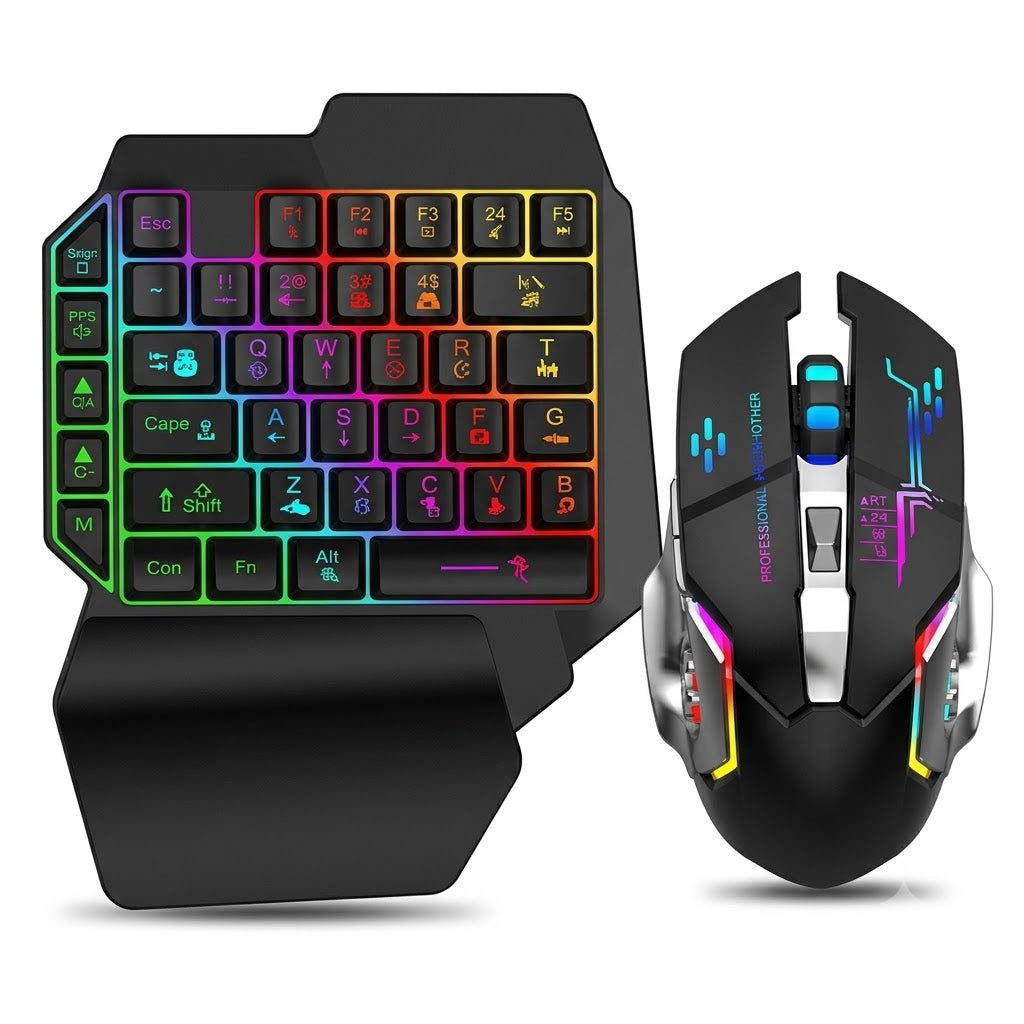 RGB One-Hand Gaming Keyboard & Precision Gaming Mouse Combo