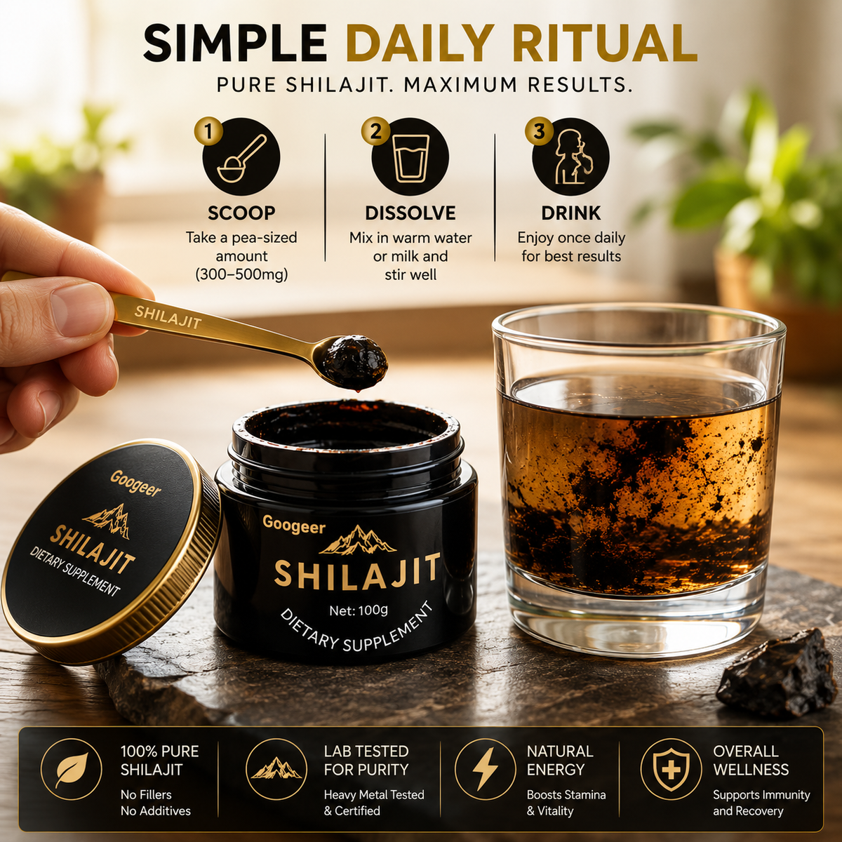 Googeer Shilajit Resin Supplement – Natural Himalayan Wellness Support