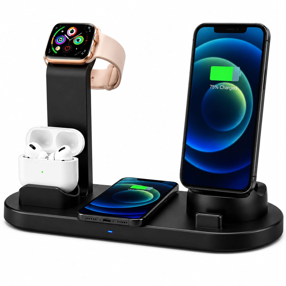 3-in-1 Wireless Charging Stand – Charge Phone, Watch & Earbuds Simultaneously | 15W Fast Qi Charger