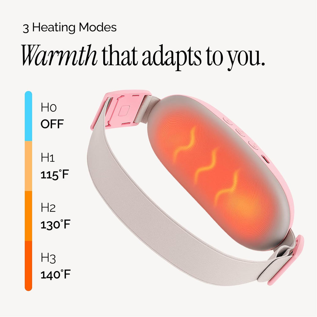 Portable Period Heating Belt | Rechargeable Menstrual Cramp Relief Belt with Heat & Massage