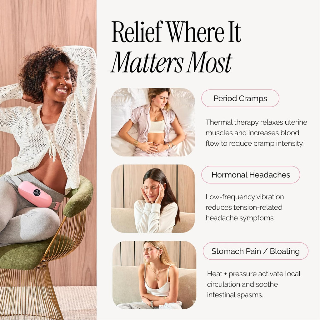 Portable Period Heating Belt | Rechargeable Menstrual Cramp Relief Belt with Heat & Massage