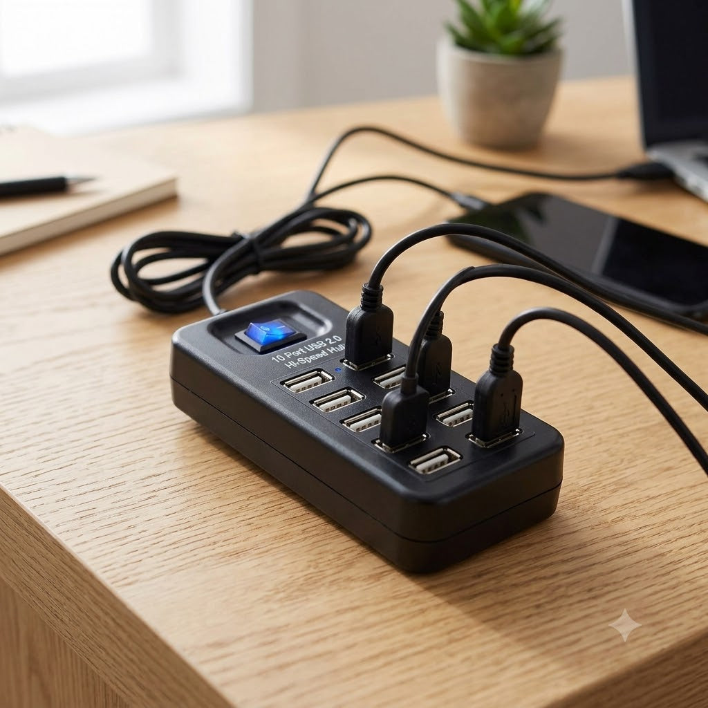 10 Port USB Power Hub | Fast Charging Multi-Port USB Charging Station