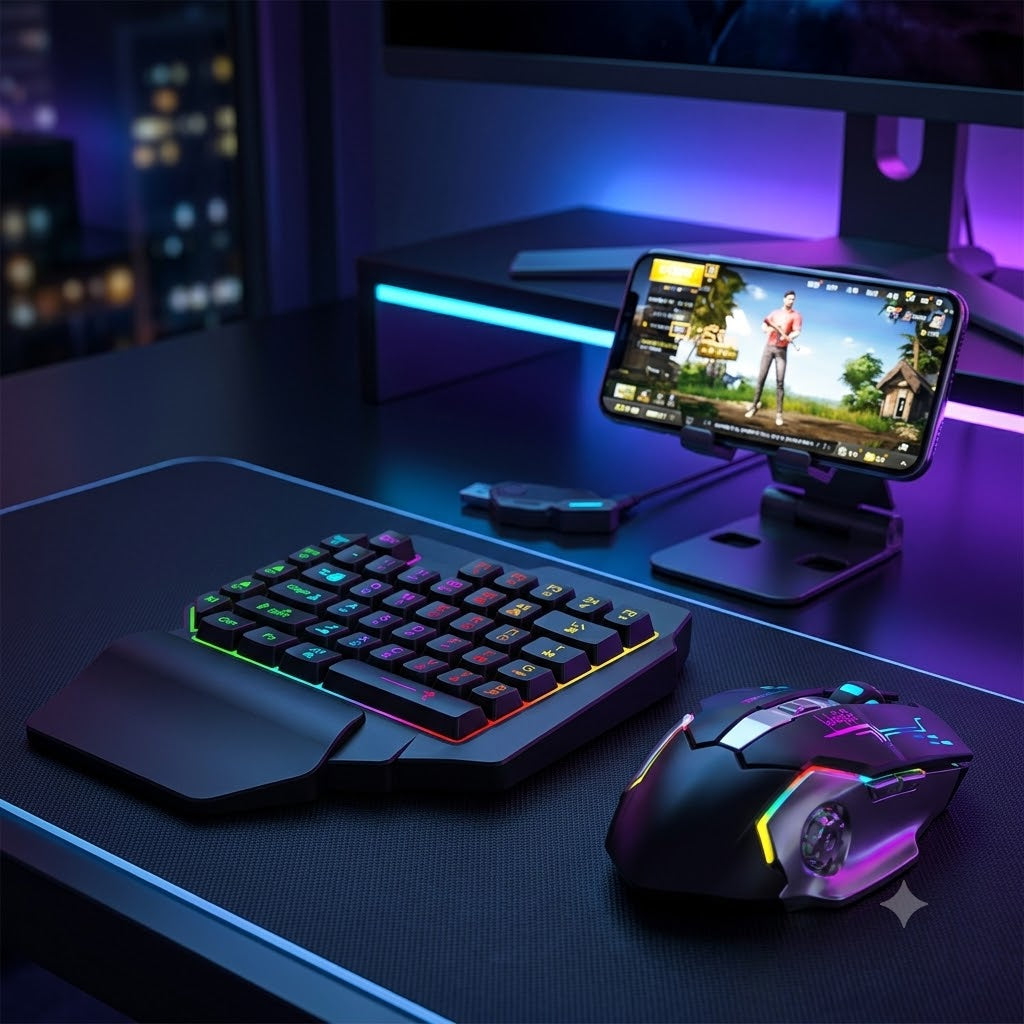 RGB One-Hand Gaming Keyboard & Precision Gaming Mouse Combo
